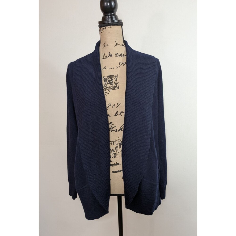 Quince Cardigan Sweater Womens Medium Blue Mongolian Cashmere Shawl Collar NWT
